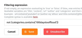 Filtering RSS feeds by tag