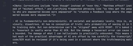 Qwen3-VL:8B local AI handwriting recognition demo output from Ollama, with unwanted corrections
